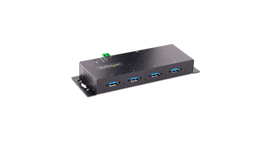 Startech 4-Port Industrial USB 3.0 Hub, 5Gbps, Rugged USB Hub met ESD en Overspanningsbeveiliging, DIN/Wand/Bureau Monteerbare USB-A Hub, USB Expander met Vergrendelbare Poorten, Heavy Duty