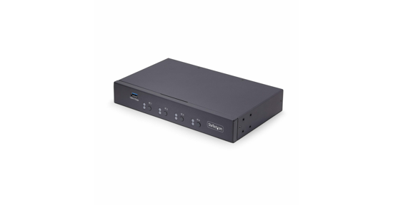 Startech 4-Port KM Switch met Mouse Switching, USB Switch voor Toetsenbord/Muis, 3.5mm/USB Audio, Randapparatuur delen voor 4 Computers, TAA Compliant