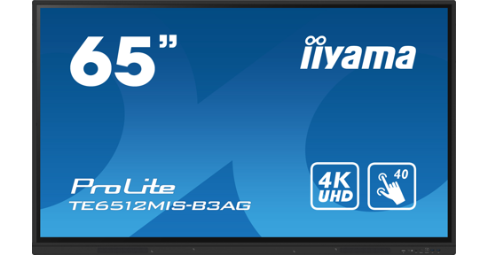 iiyama TE6512MIS-B3AG beeldkrant Kiosk-ontwerp 165,1 cm (65") LCD Wifi 400 cd/m² 4K Ultra HD Zwart Touchscreen Type processor Android 11 24/7