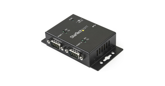 Startech 2-poort Industriële USB naar Seriële Adapter Hub Wandmontage met DIN-Rail Clips