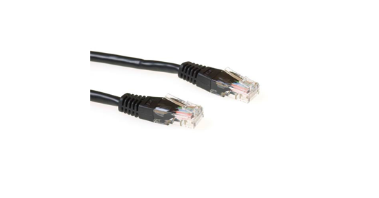 ACT Zwarte 0,5 meter UTP CAT5E patchkabel met RJ45 connectoren