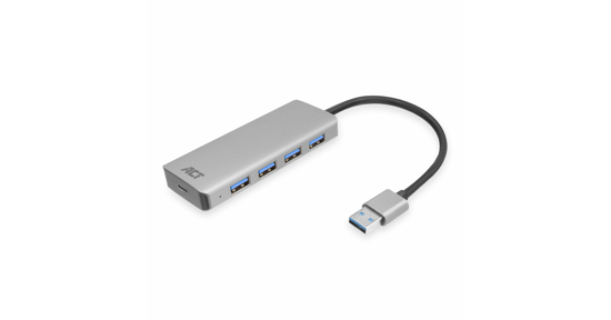 ACT AC6121 interface hub USB 3.2 Gen 1 (3.1 Gen 1) Type-A 5000 Mbit/s Aluminium