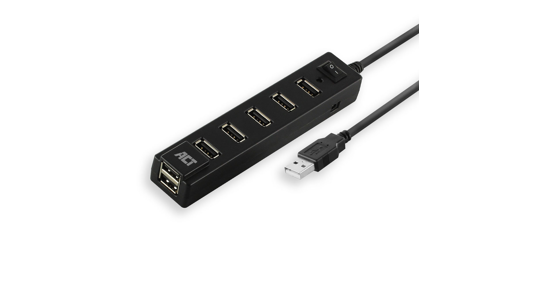 ACT AC6215 interface hub USB 2.0 480 Mbit/s Zwart