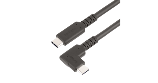 Startech 2m Haakse USB-C Kabel, Rugged, USB 3.2 Gen 1 (5 Gbps), USB C naar C Data transfer Kabel met Rechte Hoek, 4K 60Hz DP Alt Mode, 100W Power Delivery, USB Type-C Kabel