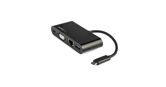 Startech USB-C Multiport Adapter - Mini USB-C Dock met Single Monitor VGA 1080p Video - 60W Power Delivery Passthrough - USB 3.1 Gen 1 Type-A 5Gbps, Gigabit Ethernet - Docking Station