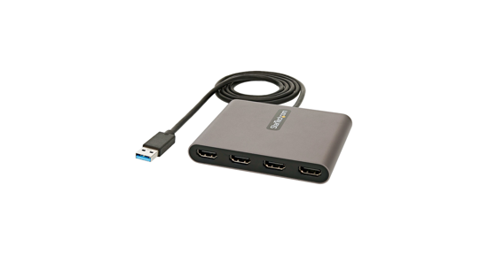 Startech USB 3.0 naar 4x HDMI Adapter, Externe Video & Grafische Kaart, USB Type-A naar Quad HDMI Display Adapter Dongle, 1080p 60Hz, Multi Monitor USB A naar HDMI Converter, Enkel Windows