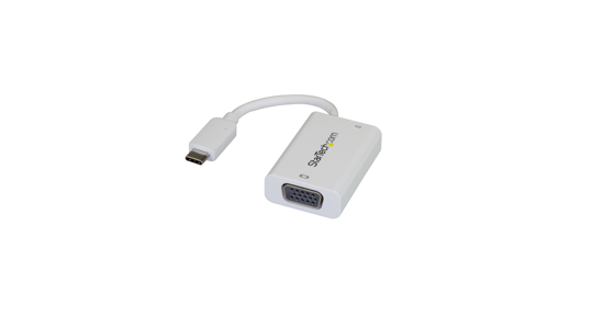 Startech USB C naar VGA Adapter met Power Delivery, 1080p USB Type-C naar VGA Monitor Video Converter met Charging, 60W PD Pass-Through, Thunderbolt 3 Compatibel, Wit