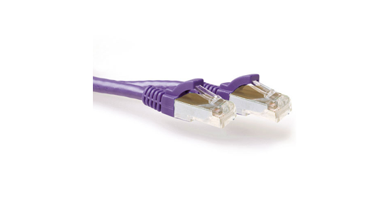 ACT Paarse 25 meter SFTP CAT6A patchkabel snagless met RJ45 connectoren