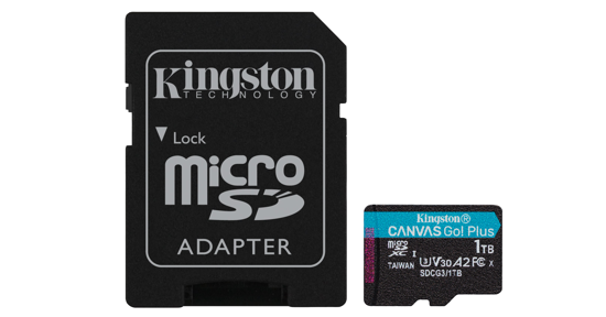 Kingston 1TB microSDXC Canvas Go Plus 170R A2 U3 V30 kaart + ADP