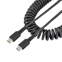 Startech 50cm USB C Laadkabel, Zwart, Robuuste Fast Charge & Sync USB-C Spiraalkabel, USB 2.0 Type-C Snellaadkabel, Duurzame Aramidevezels, USB-C Kabel M/M