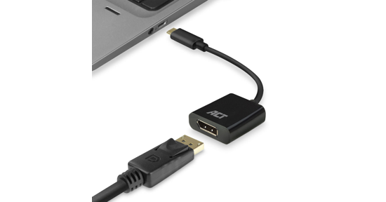 ACT AC7320 video kabel adapter 0,15 m USB Type-C DisplayPort Zwart