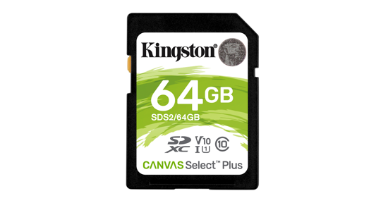 Kingston 64GB SDXC Canvas Select Plus 100R C10 UHS-I U1 V10