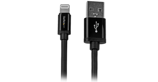 Startech 2 m lange zwarte Apple 8-polige Lightning-connector naar USB-kabel voor iPhone / iPod / iPad