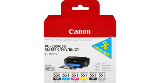 Canon 6496B005 inktcartridge 6 stuk(s) Origineel Foto zwart, Foto cyaan, Foto grijs, Foto magenta, Zwart, Fotogeel