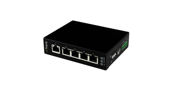 Startech 5-poorts onbeheerde industriële gigabit Ethernet switch op een DIN-rail / wand monteerbaar