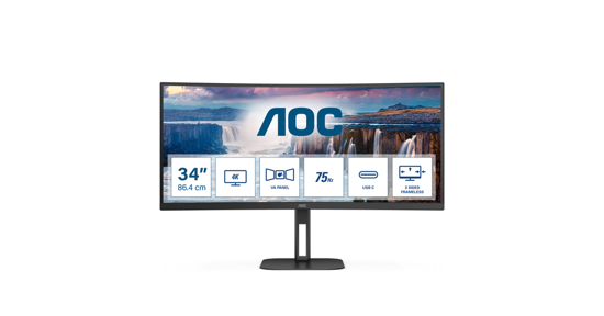 AOC V5 CU34V5C/BK LED display 86,4 cm (34") 3440 x 1440 Pixels Wide Quad HD Zwart