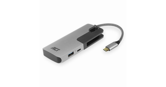 ACT AC7052 USB-C Hub 3 port met cardreader en PD pass through