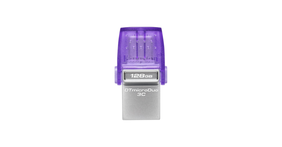 Kingston DataTraveler microDuo 3C USB flash drive 128 GB USB Type-A / USB Type-C 3.2 Gen 1 (3.1 Gen 1) Roestvrijstaal, Paars