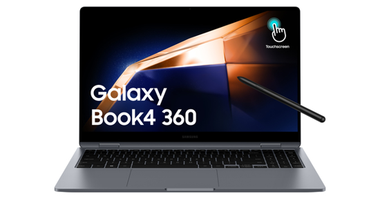 Samsung Galaxy Book4 360 Intel Core 7 150U Laptop 39,6 cm (15.6") Touchscreen Full HD 16 GB LPDDR5x-SDRAM 512 GB SSD Wi-Fi 6E (802.11ax) Windows 11 Home Grijs