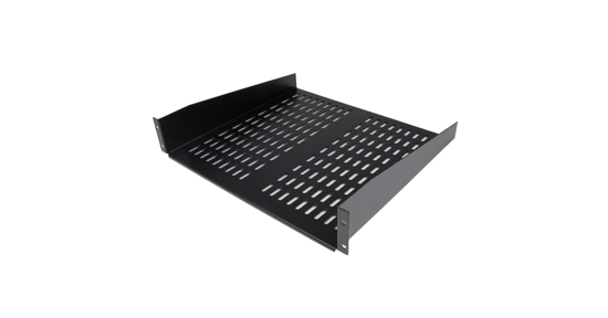 Startech 2U Server Rack Schap - Universele Geventileerde Rack Mount Cantilever Shelf voor 19" Netwerk Kast & Apparatuur - Heavy Duty Staal - Capaciteit 23kg - Diepte 40cm (16”) - Zwart (CABSHELFV)