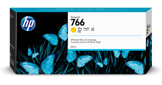 HP 766 DesignJet inktcartridge, geel (300 ml)