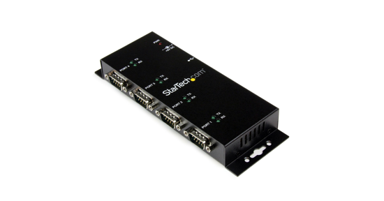 Startech 4-poort USB naar DB9 RS232 Seriële Adapter Hub – Industrieel DIN-rail en Wandmontage