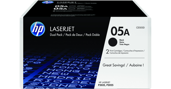 HP 05A originele zwarte LaserJet tonercartridge, 2-pack