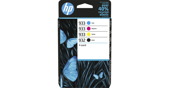 HP 932 zwarte/933 cyaan/magenta/gele originele inkt, 4-pack