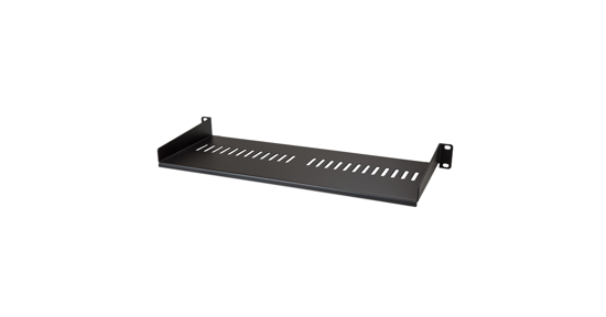 Startech 1U Server Rack Schap - Universele Geventileerde Rack Mount Cantilever Shelf voor 19" Netwerk Kast & Apparatuur - Heavy Duty Staal - Capaciteit 20kg - Diepte 18cm (7”) - Zwart (CABSHELF1U7V)