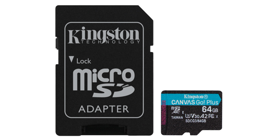 Kingston 64GB microSDXC Canvas Go Plus 170R A2 U3 V30 kaart + ADP