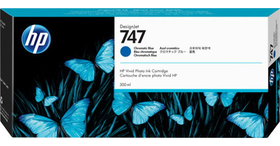 HP 747 chromatisch blauwe DesignJet inktcartridge, 300 ml