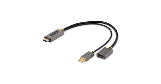 Startech 30cm HDMI naar DisplayPort Adapter Kabel, Actieve 4K 60Hz HDMI 2.0 naar DP 1.2 Converter, HDR, USB Bus Powered, HDMI Bron naar DisplayPort Scherm voor Laptops/PC