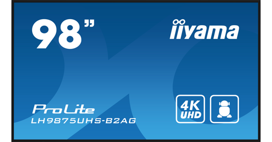 iiyama LH9875UHS-B2AG beeldkrant Digitale signage flatscreen 2,48 m (97.5") LED Wifi 500 cd/m² 4K Ultra HD Zwart Type processor Android 11 24/7