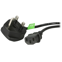 Startech 1.8m UK Computer Stroomkabel, 18AWG, BS 1363 naar C13, 10A 250V, Zwart, AC Vervangkabel, Kettle Lead / UK Voedingskabel, PC Power Supply Kabel, TV/Monitor Electriciteitssnoer