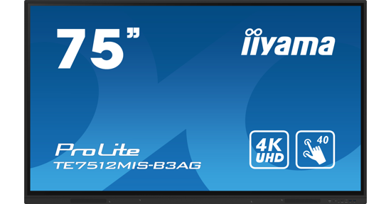 iiyama TE7512MIS-B3AG beeldkrant Kiosk-ontwerp 190,5 cm (75") LCD Wifi 400 cd/m² 4K Ultra HD Zwart Touchscreen Type processor Android 11 24/7