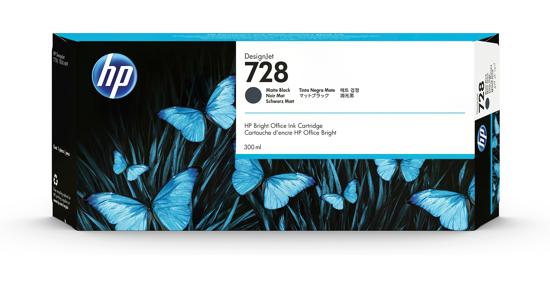 HP 728 matzwarte DesignJet inktcartridge, 300 ml