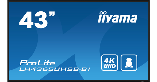 iiyama LH4365UHSB-B1 beeldkrant Kiosk-ontwerp 108 cm (42.5") LED Wifi 800 cd/m² 4K Ultra HD Zwart Type processor Android 11 24/7