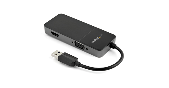 Startech USB 3.0 naar HDMI en VGA Adapter, 4K/1080p USB Type-A Dual Monitor Multiport Adapter Converter, Externe Grafische Videokaart voor Meerdere Schermen, Multi Display USB Adapter