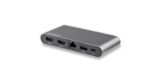 Startech USB-C Dock - 4K Dual Monitor HDMI Display - Mini Laptop Docking Station - 100W Power Delivery Passthrough - GbE, 2-Port USB-A Hub - USB Type-C Multiport Adapter - 1m kabel