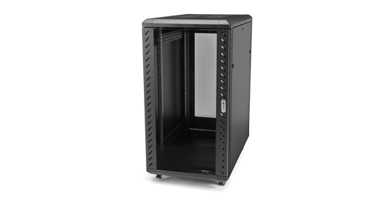 Startech 32U 19" Server Rack Cabinet, Verstelbare Diepte 15,2 - 81,2cm (6-32"), Flat Pack, Vergrendelbare 4-Post Server Kast voor Netwerk/Data/AV Apparatuur met Glazen Deur & Wielen, Max 800kg