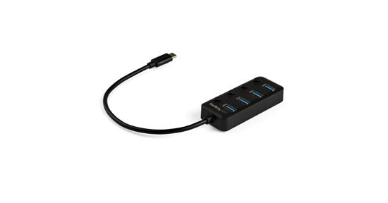 Startech 4 Port USB-C Hub - USB-C naar 4x USB 3.0 Type-A met Individuele On/Off Port Switches - SuperSpeed USB 3.2 Gen 1 (5Gbps) - USB Bus Powered - Mobiel ontwerp - 25cm Kabel