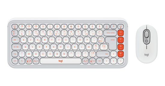 Logitech POP Icon Combo toetsenbord Inclusief muis Universeel Bluetooth AZERTY Frans Oranje, Wit