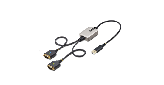 Startech 60cm 2-Port USB naar Seriëel Adapter Kabel, COM Retention, Verwisselbare DB9 Schroeven/Moeren, USB-A naar RS232 DB9 Converter, FTDI IC, ESD Bescherming, Windows/macOS/ChromeOS/Linux