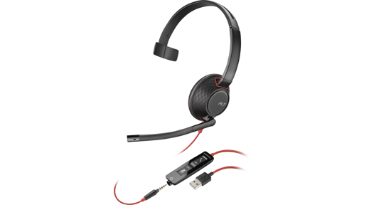 HP Blackwire 5210 Headset Bedraad Hoofdband Oproepen/muziek USB Type-A Zwart