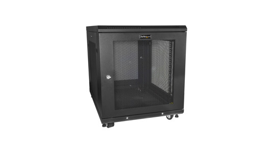 Startech 12U 19” Server Rack Cabinet, 4 Post, Verstelbare Diepte (5 tot 76cm), IT Rack voor Netwerkapparatuur op Wielen met Schap & Kabel Management, Dell PowerEdge HP ProLiant ThinkServer