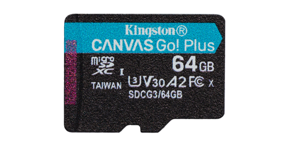 Kingston 64GB microSDXC Canvas Go Plus 170R A2 U3 V30 enkel pakket zonder ADP