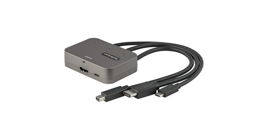 Startech 3-in-1 Multiport naar HDMI Adapter - 4K 60Hz USB-C, HDMI of Mini DisplayPort naar HDMI Converter voor Vergaderzaal - Digital AV Video Adapter voor aansluiten HDMI Monitor/Scherm