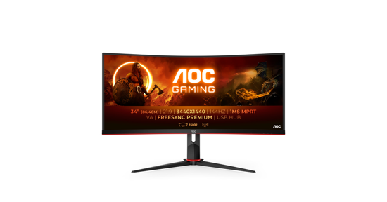 AOC G2 CU34G2X/BK LED display 86,4 cm (34") 3440 x 1440 Pixels Quad HD Zwart, Rood