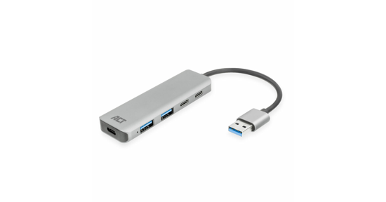 ACT AC6125 interface hub USB 3.2 Gen 1 (3.1 Gen 1) Type-A 5000 Mbit/s Grijs