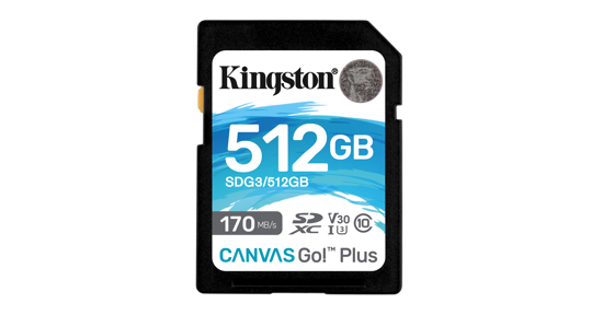 Kingston 512GB SDXC Canvas Go Plus 170R C10 UHS-I U3 V30